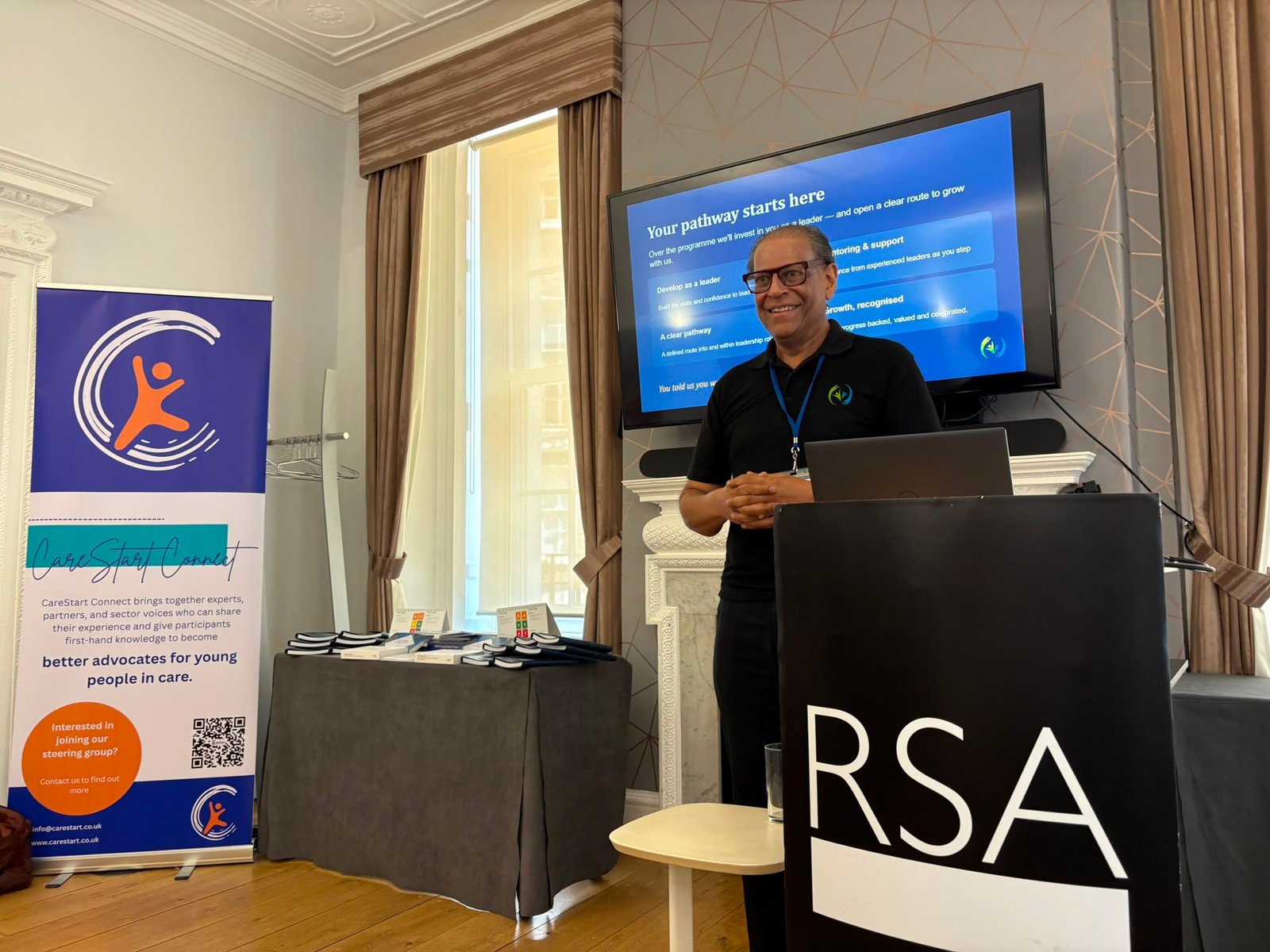 Karim presenting at the CareStart SBCH Fellowship launch